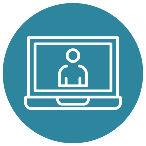 Icon of a person presenting laptop